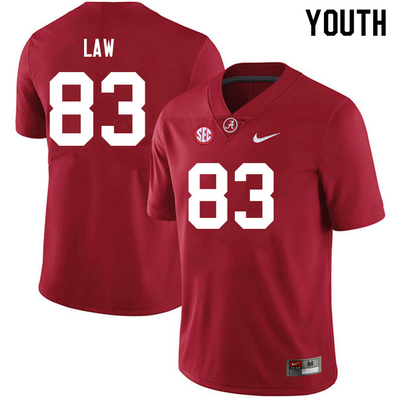 Youth #83 Kendrick Law Alabama Crimson Tide College Football Jerseys Sale-Crimson